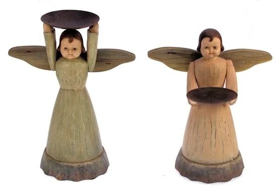 2 Engel als Teelichthalter Meander